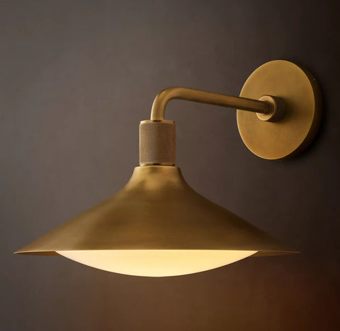 Kennan Tapered Sconce | Brass & Milk Glass Wall Light