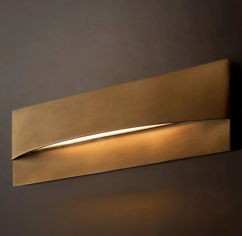 Taza Horizontal Rectangular Sconce | Modern Brass LED Wall Light
