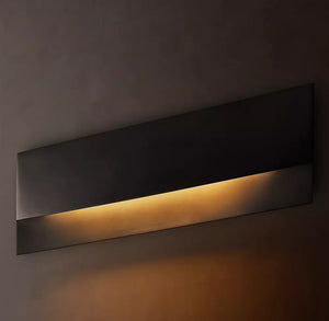 Taza Horizontal Rectangular Sconce | Modern Brass LED Wall Light