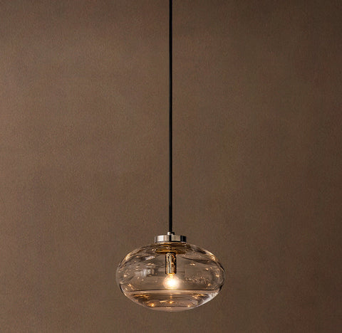 Modern Blown Glass Globe Pendant – Steel Light