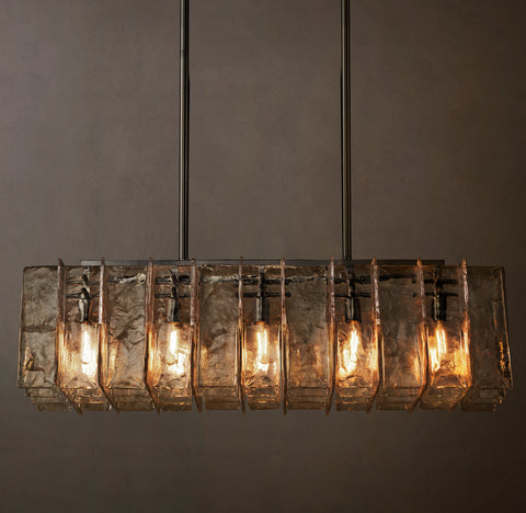 Lattice Smoke Glass 49" Linear Chandelier | CIRC