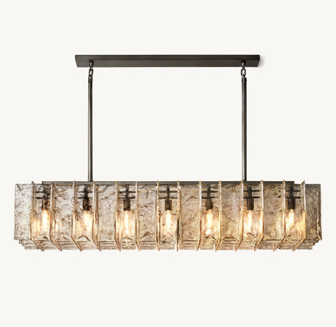 Lattice Smoke Glass 67" Linear Chandelier | CIRC