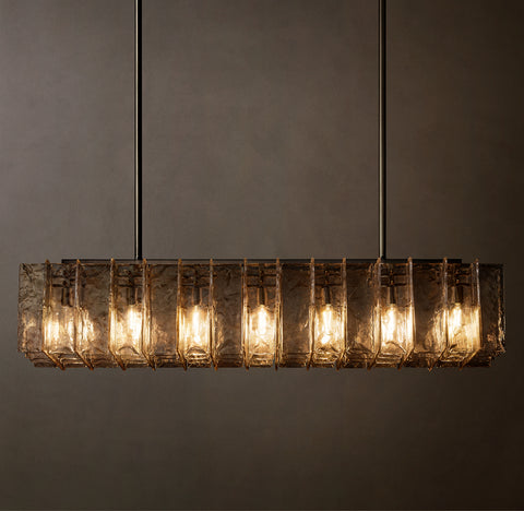 Lattice Smoke Glass 67" Linear Chandelier | CIRC