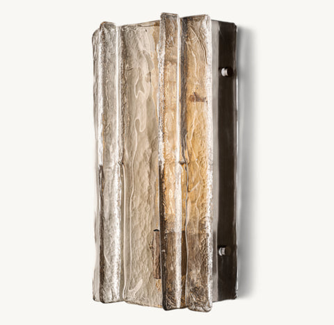 Lattice Smoke Glass Sconce 15"