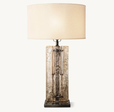 Lattice Smoke Glass Table Lamp