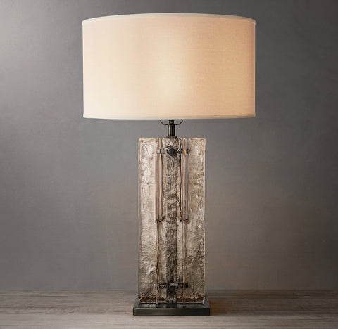 Lattice Smoke Glass Table Lamp
