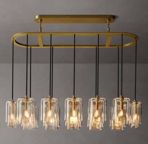 54"Lacour Linear Chandelier – Glass & Steel LED