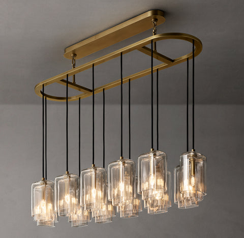 54"Lacour Linear Chandelier – Glass & Steel LED