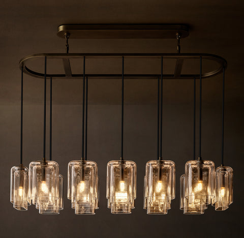 54"Lacour Linear Chandelier – Glass & Steel LED