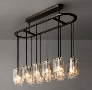 54"Lacour Linear Chandelier – Glass & Steel LED