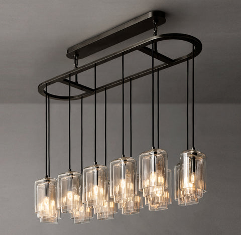 54"Lacour Linear Chandelier – Glass & Steel LED