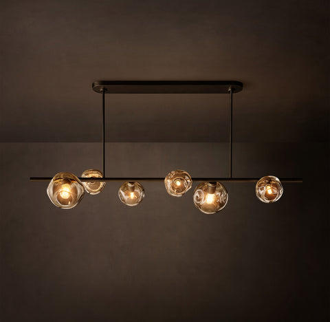 Bubble Linear Chandelier – Handblown Glass & Steel