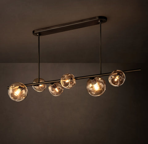 Bubble Linear Chandelier – Handblown Glass & Steel