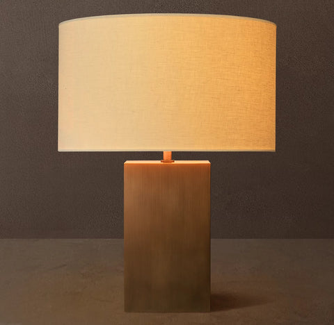 Sarezzo Metal Square Table Lamp | Handcrafted Solid Brass Lighting