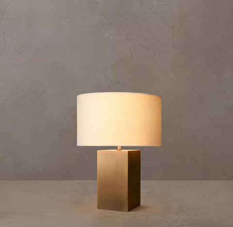 Sarezzo Metal Square Table Lamp | Handcrafted Solid Brass Lighting