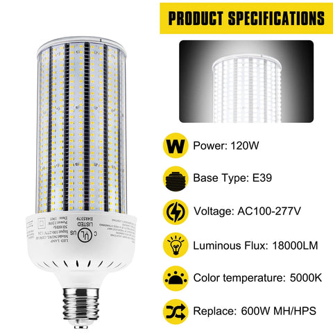 CIRC 120W14SX NEW LED CORN LIGHT 120W 5000K E39