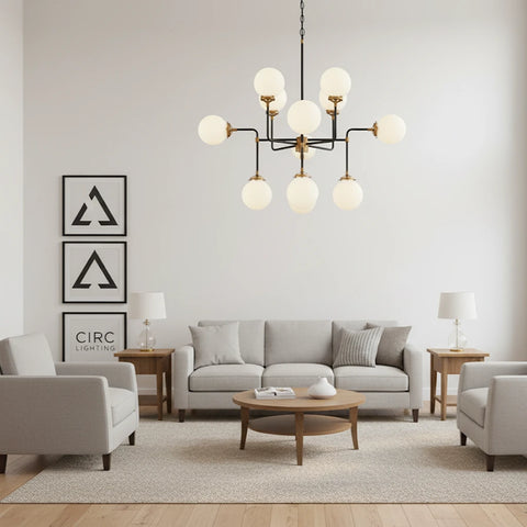 Bistro Globe Milk Glass Chandelier 42"