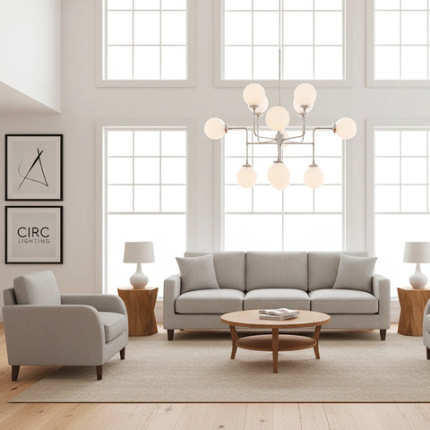 Bistro Globe Milk Glass Chandelier 42"