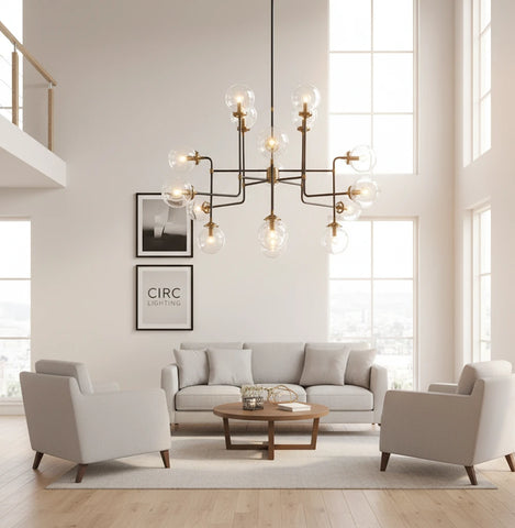 Bistro Globe Clear Glass Chandelier 56"