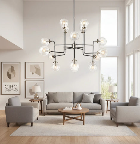 Bistro Globe Clear Glass Chandelier 56"