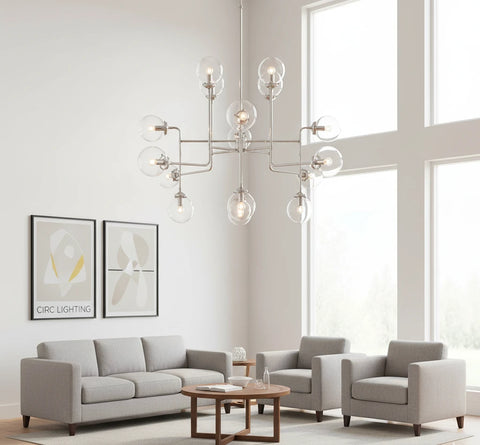 Bistro Globe Clear Glass Chandelier 56"